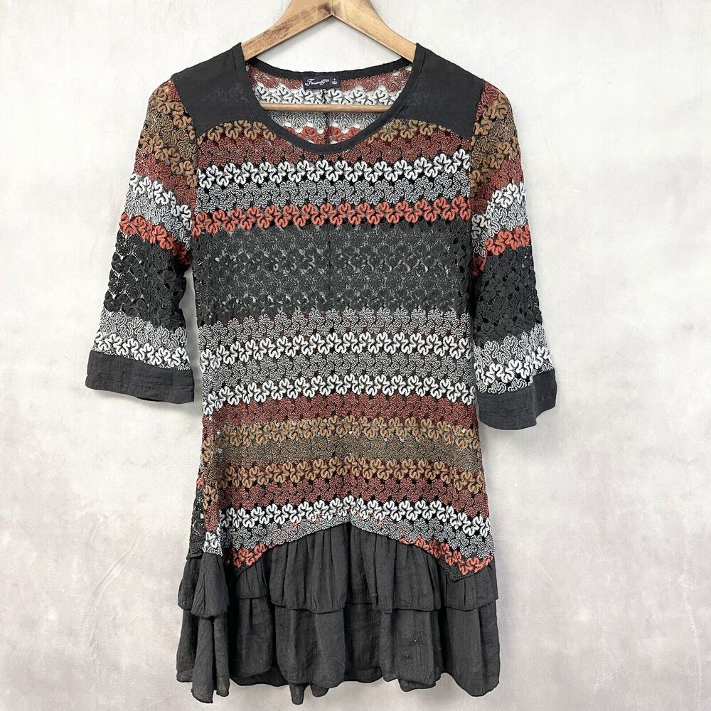 Firmianalily Sheer Peplum Tunic Top‎ Womens Small Whimsigoth Retro Goblincore